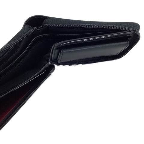 Black & Sleek Wallet with All-Round Zipper