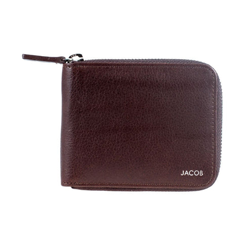 Leather Wallet with Full Zip Closure & Coin Compartment