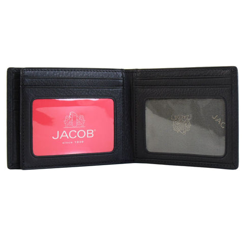 Soft Leather Wallet with Clear Card Compartments