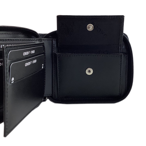 Black & Sleek กระเป๋าสตางค์สีดำและมีซิปรอบ