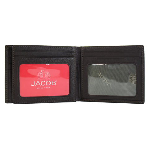 Soft Leather Wallet with Clear Card Compartments