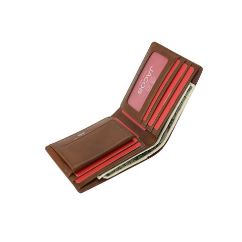 Clean Subtle Accent Leather Wallet with Coin Pocket