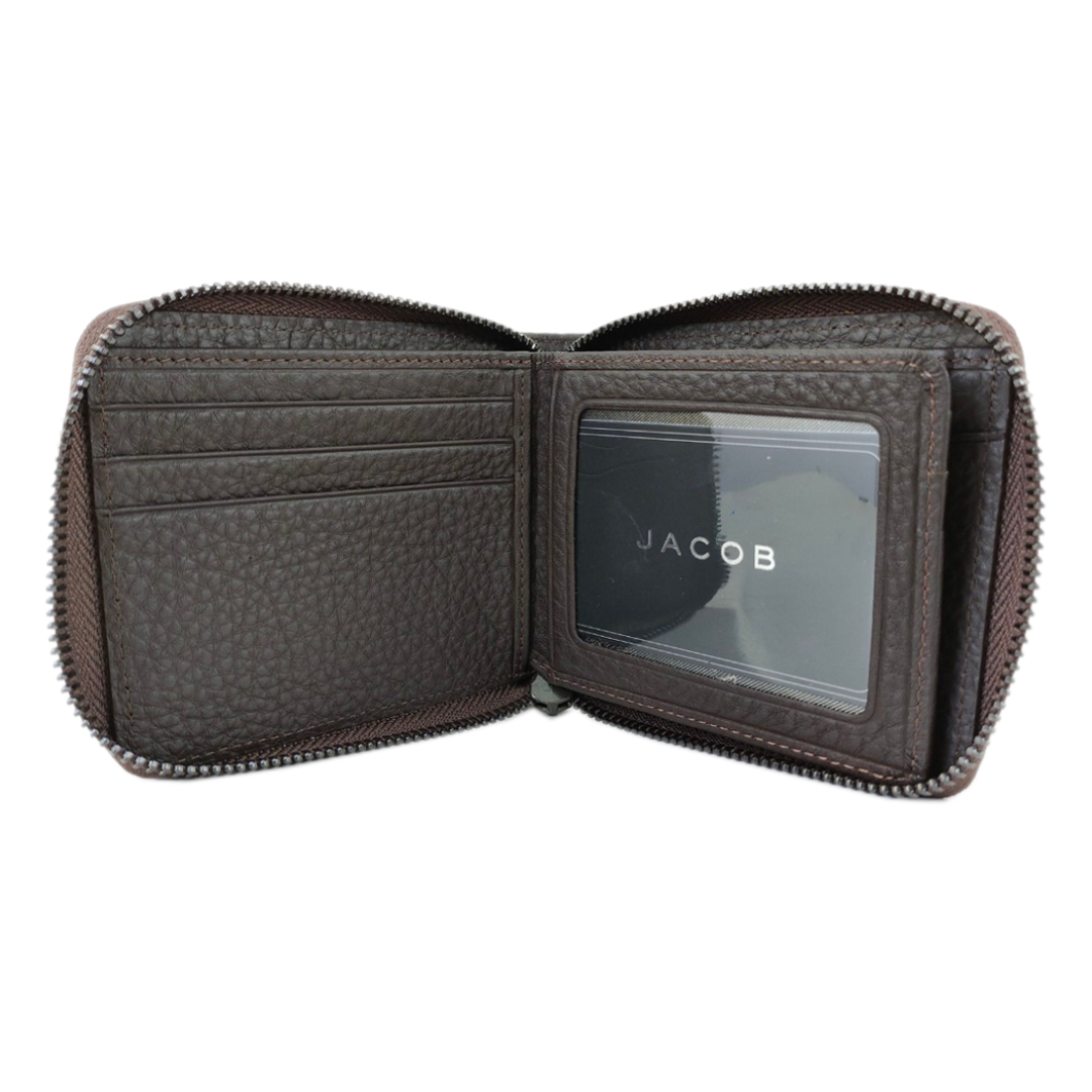 Classic Leather Wallet with Zipper Closure JACOB