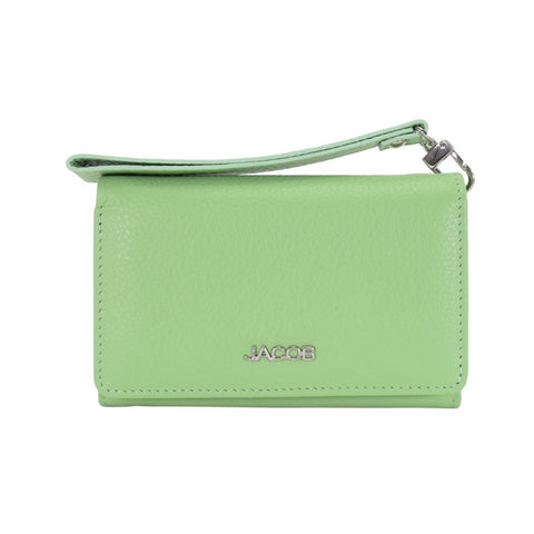 Pastel Lime Green Wallet with Wristlet Strap