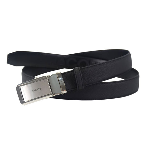 Black Leather Texture with Silver Auto Buckle