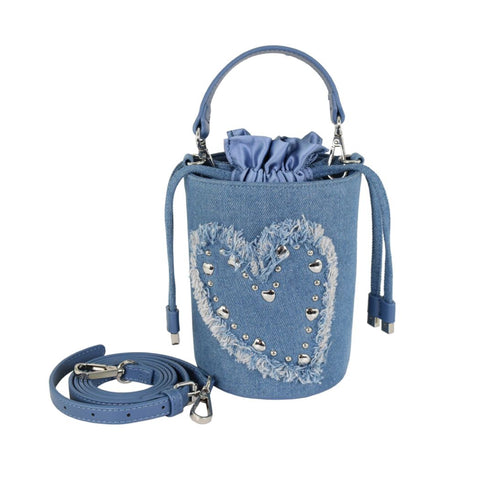Heartbeat Denim Bucket Bag