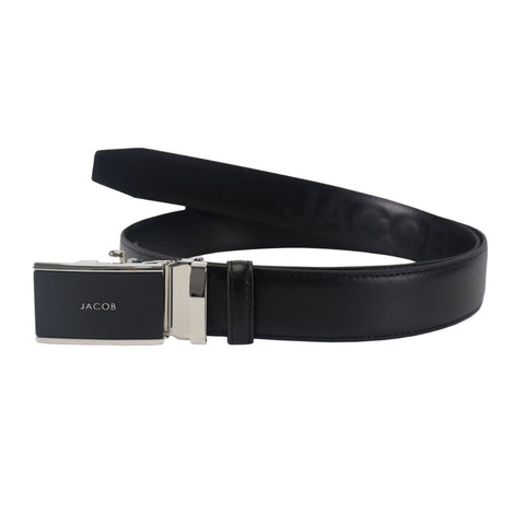 เข็มขัดดำซ้อนดำ แต้มเงินเมทัลลิก