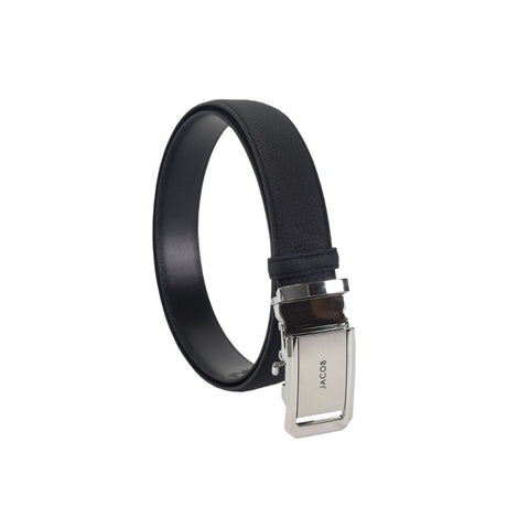 Black Leather Texture with Silver Auto Buckle
