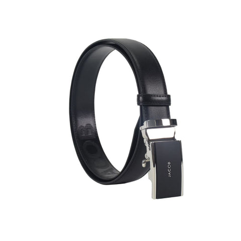 เข็มขัดดำซ้อนดำ แต้มเงินเมทัลลิก