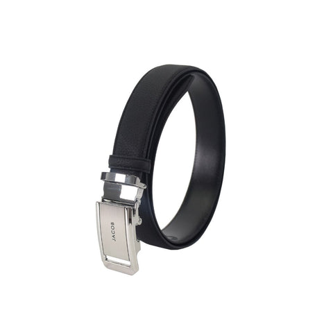 Black Leather Texture with Silver Auto Buckle