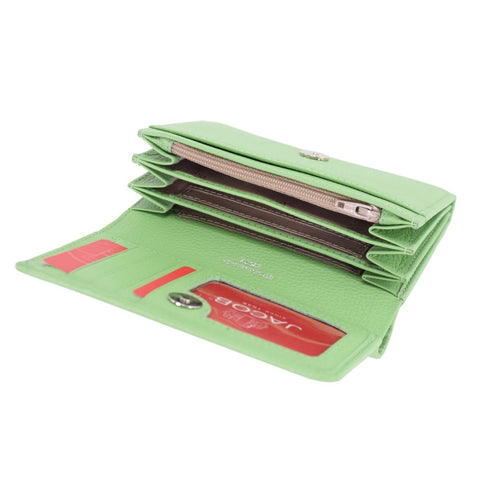 Pastel Lime Green Wallet with Wristlet Strap