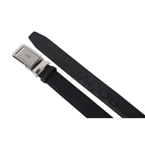 Black Leather Texture with Silver Auto Buckle