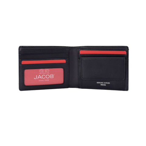 Clean Subtle Accent Leather Wallet with Coin Pocket