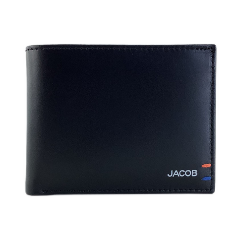 Sleek Black Leather Wallet with Coin Purse