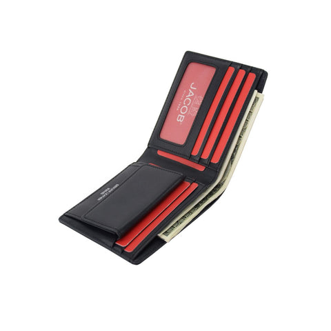 Clean Subtle Accent Leather Wallet with Coin Pocket