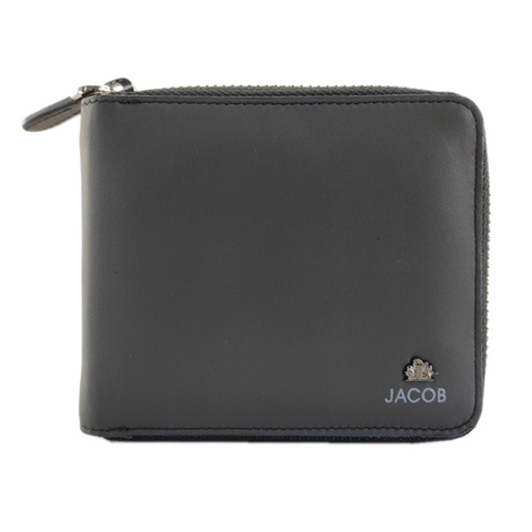 Soft Leather Wallet with ID Slot & Zipper | JACOB